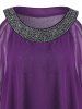 Plus Size Cold Shoulder Blouse with Bead -  