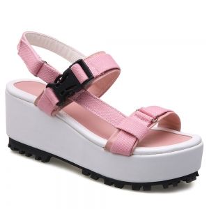 Plastic Buckle Platform Sandals