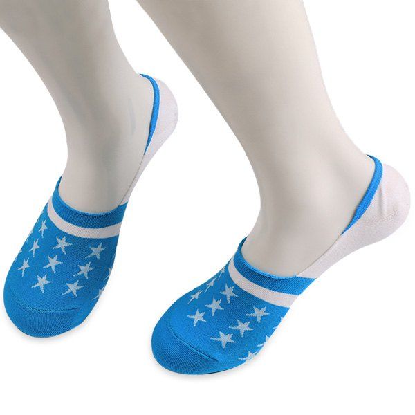 

Knited Stars Embellished Loafer Socks, Blue and white
