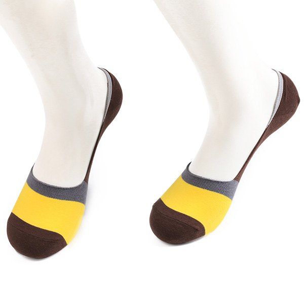 

Color Block Antiskid Loafer Liner Sperry Socks, Coffee and yellow