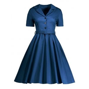 Shirt Collar A Line Vintage Dress