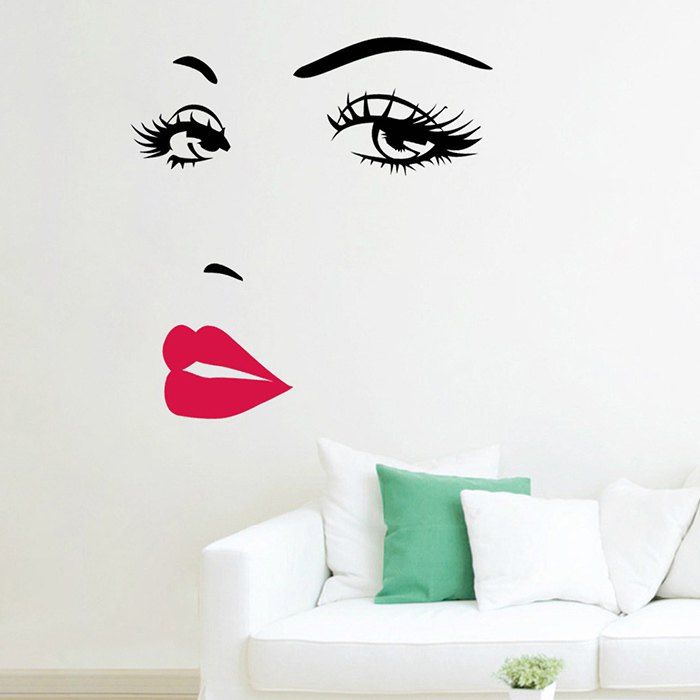 

Red Lip Beauty Pattern Vinyl Wall Sticker, White