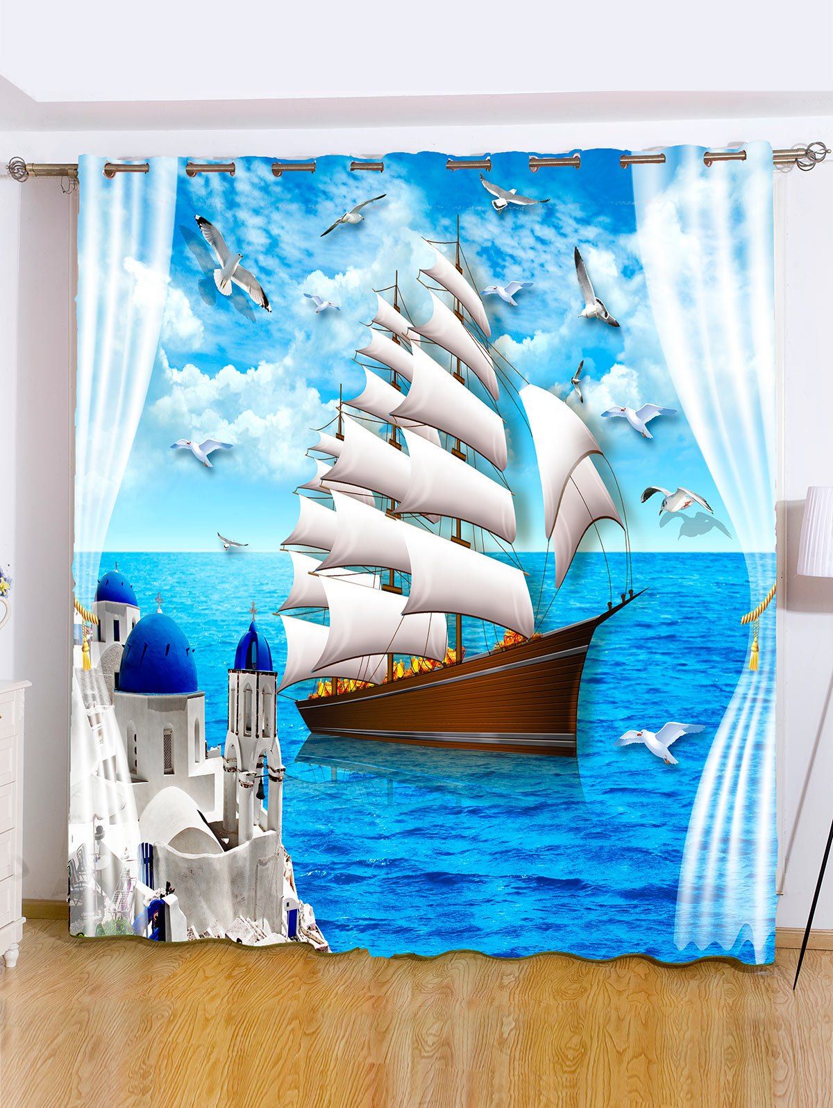 54% OFF Ocean View Grommet Roller Window Curtain For ...