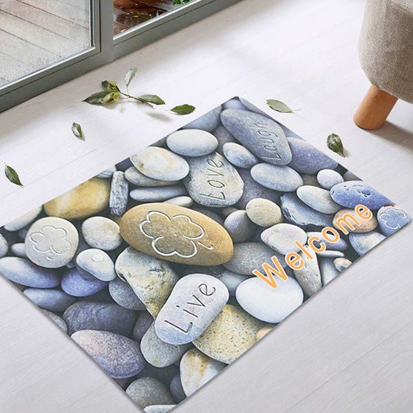

Cobblestone Non-Slip Door Entrance Rug, Blue gray
