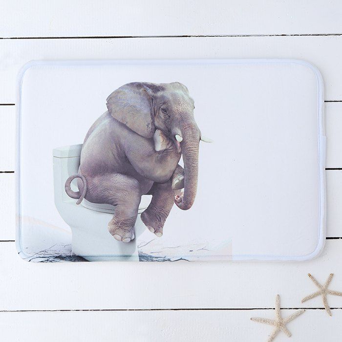 White 60 40cm Elephant Toilet Print Water Absorbing Bathroom Rug Online Elephant Toilet Print Water Absorbing Bathroom Rug