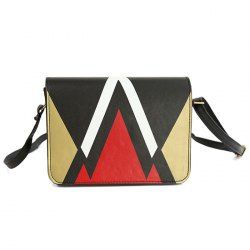 Geometric Print Flap Crossbody Bag