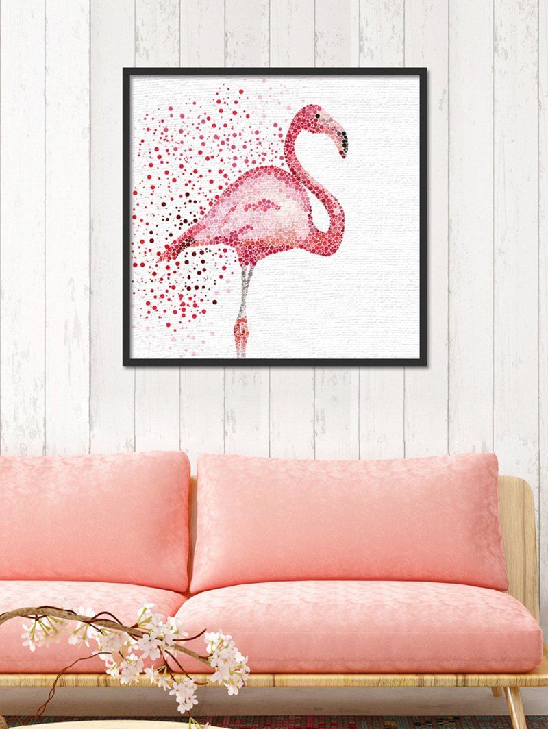 

Watercolor Dotted Flamingo Print Wall Art Canvas, Red