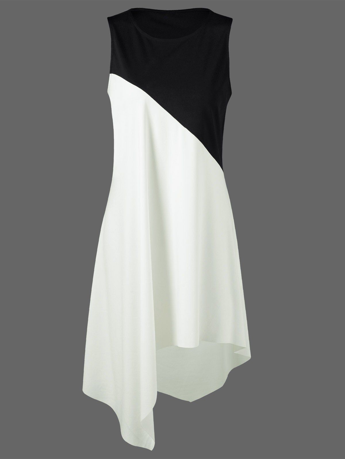 

Color Block Swing Sleeveless Casual Dress Boutique, White and black