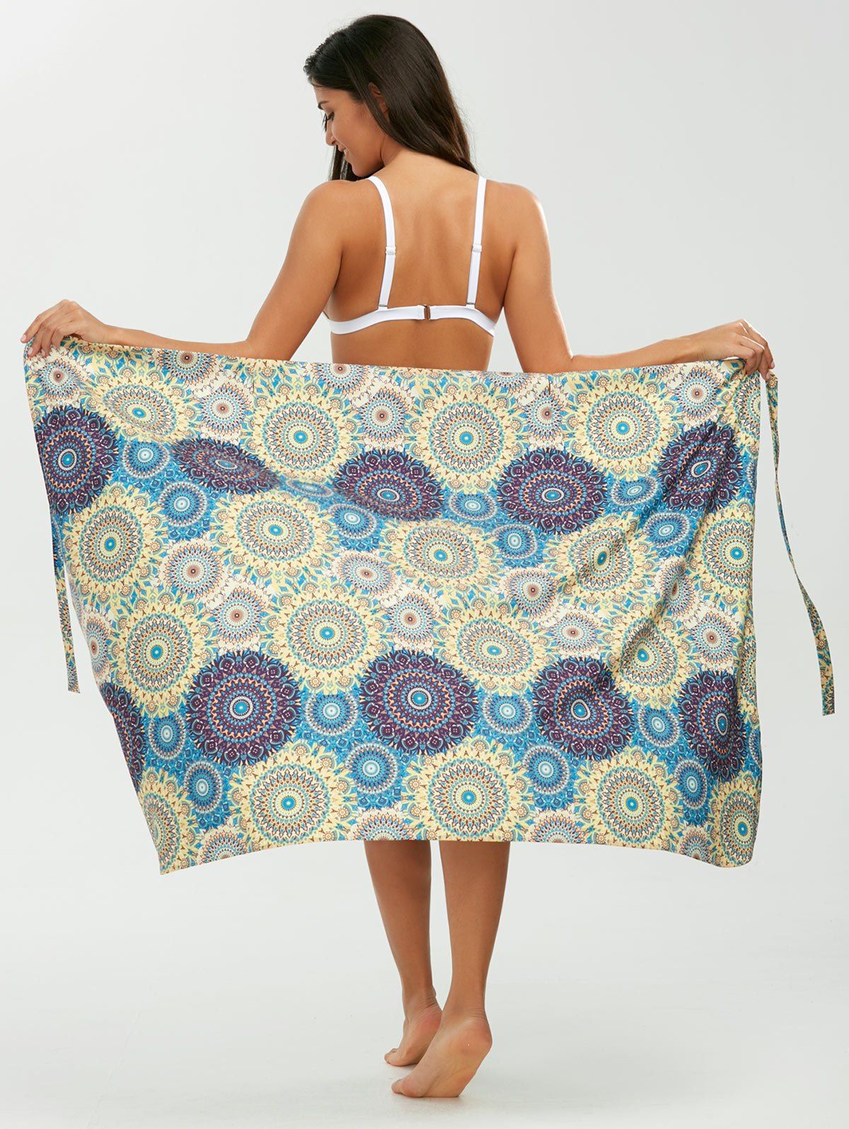 

Tribal Loop Printed Lace Up Sarong, Yellow