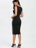 Faux Leather Panel Long Sheath Midi Fitted Tight Dress -  