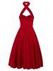 Halter Vintage Criss Cross Swing Pin Up Dress -  