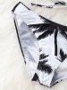 High Neck Palm Tree Push Up Bikini Bathing Suit -  