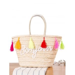 Bonjour Tassels Straw Woven Beach Bag