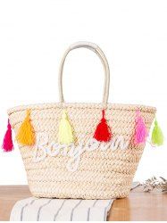 Bonjour Tassels Straw Woven Beach Bag