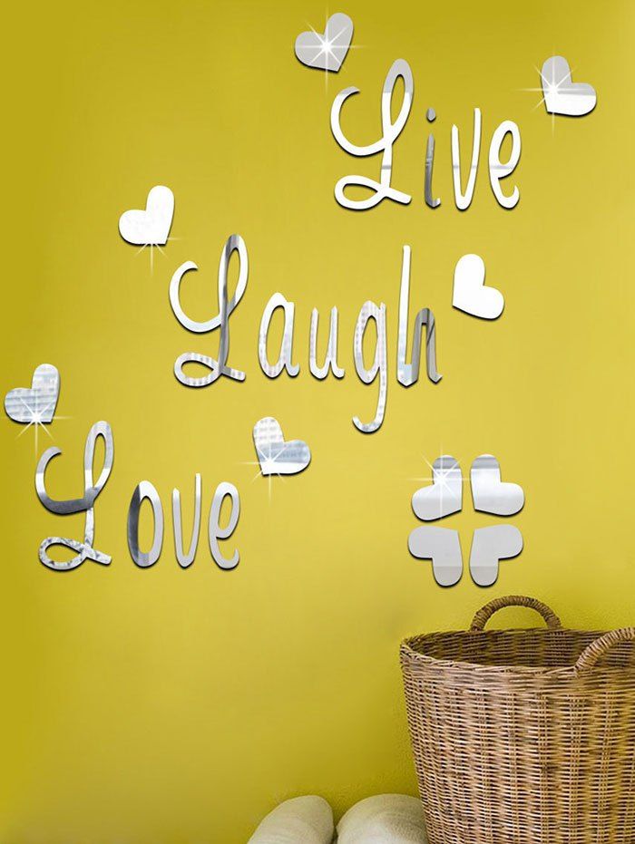 

DIY Acrylic Heart Art Decals Mirror Wall Sticker, Silver