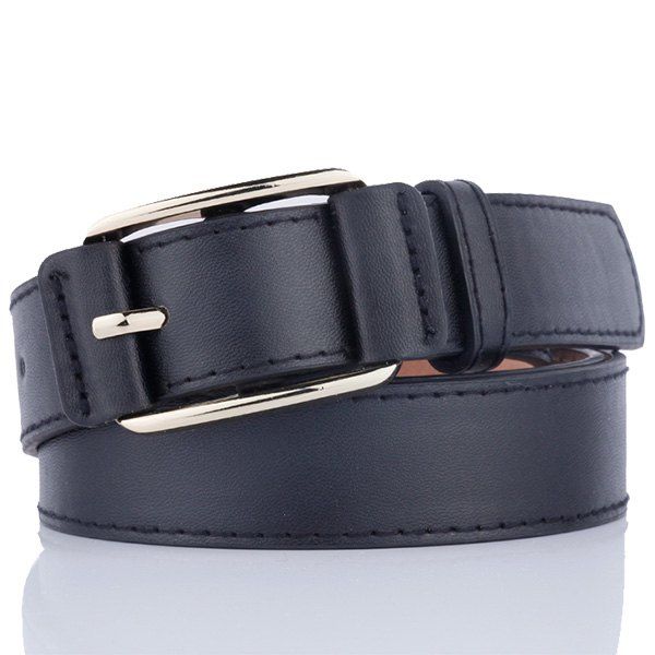 

Plain Pin Buckle Artificial Leather Waist Belt, Black