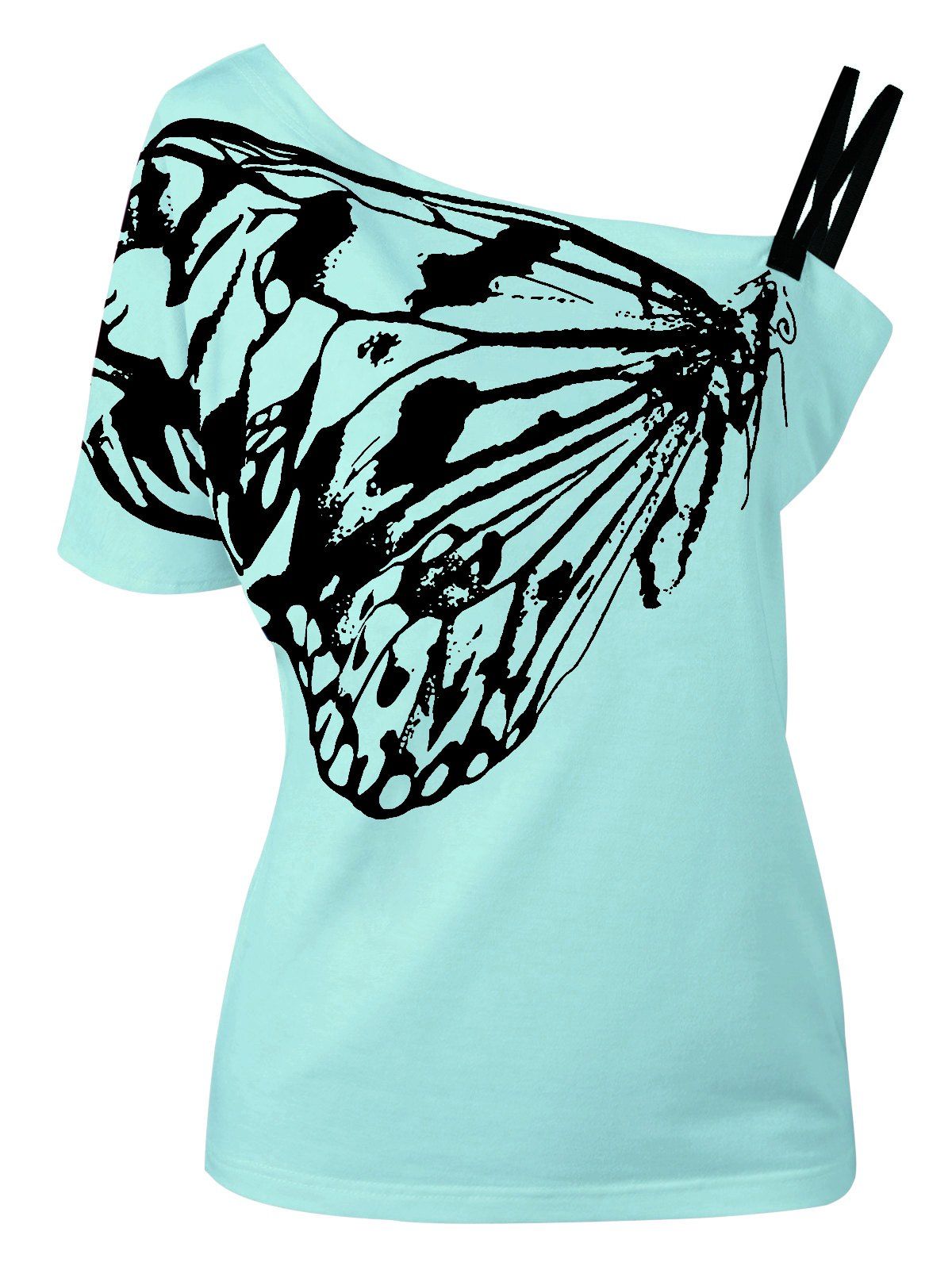 

Skew Collar Butterfly Print T-Shirt, Mint