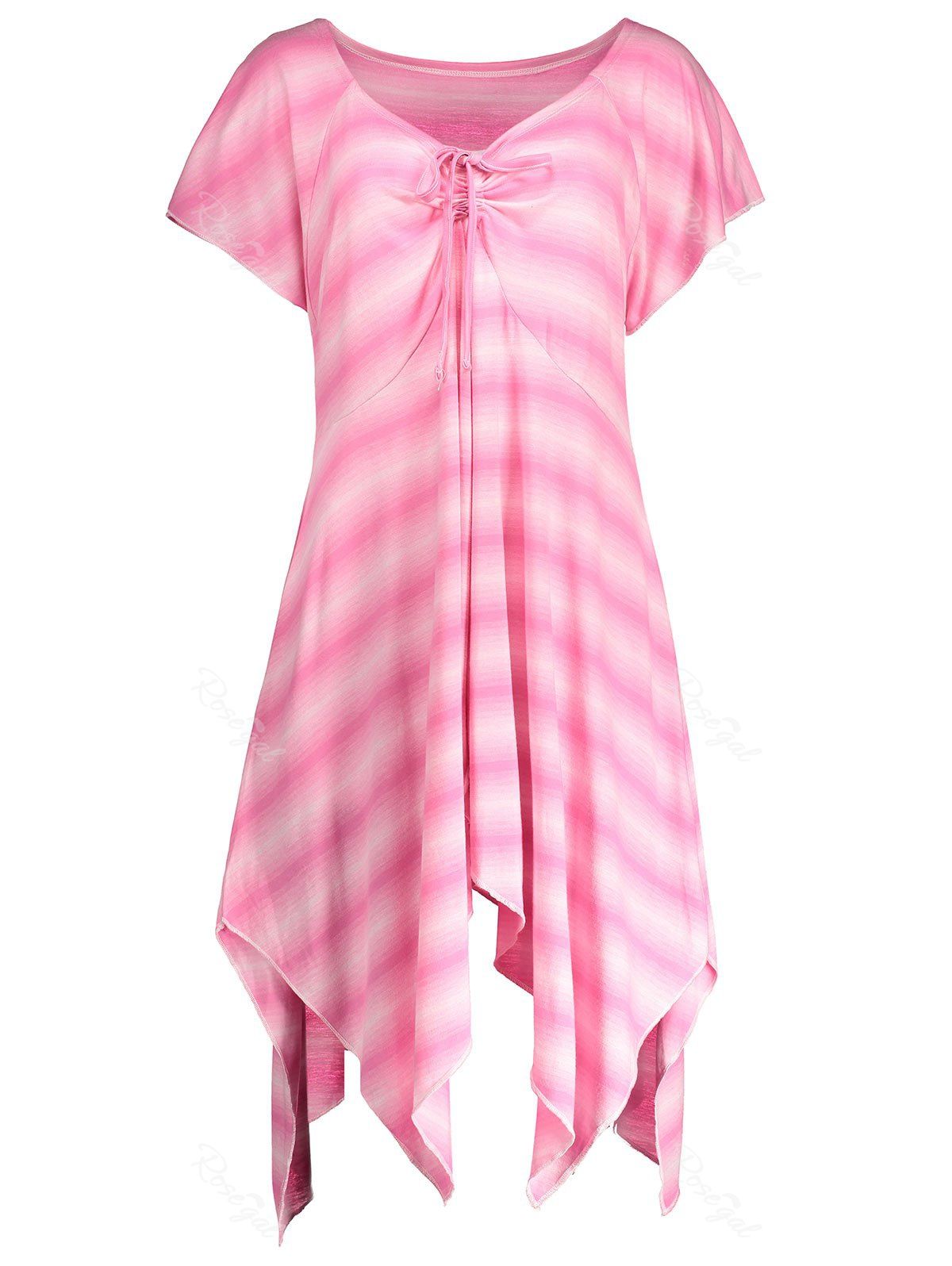 

Asymmetric Tie Dye Plus Size Top, Colormix