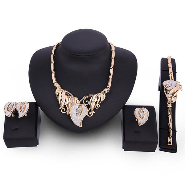 

Flowers Design Faux Gem Jewelry Set, Golden