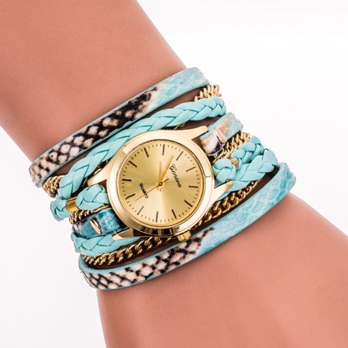 Faux Leather Strap Wrap Bracelet Watch Faux Leather Strap Wrap Bracelet Watch