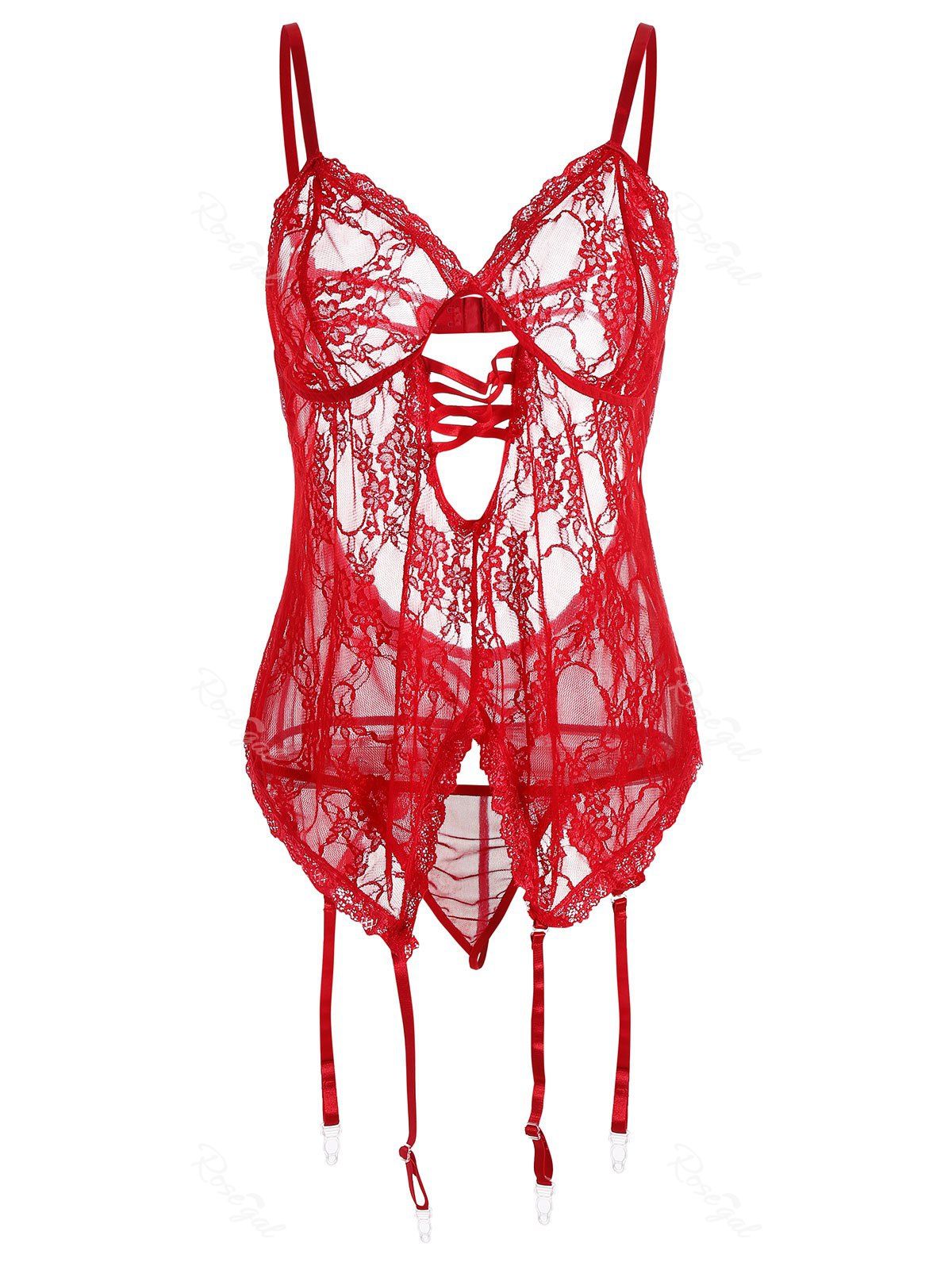 

Lace Plus Size Bustier, Red