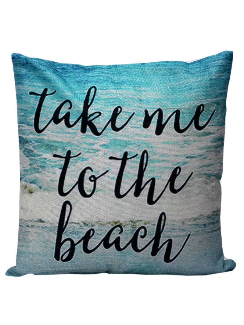 

Letter Beach Decorative Throw Pillow Case, Lake blue