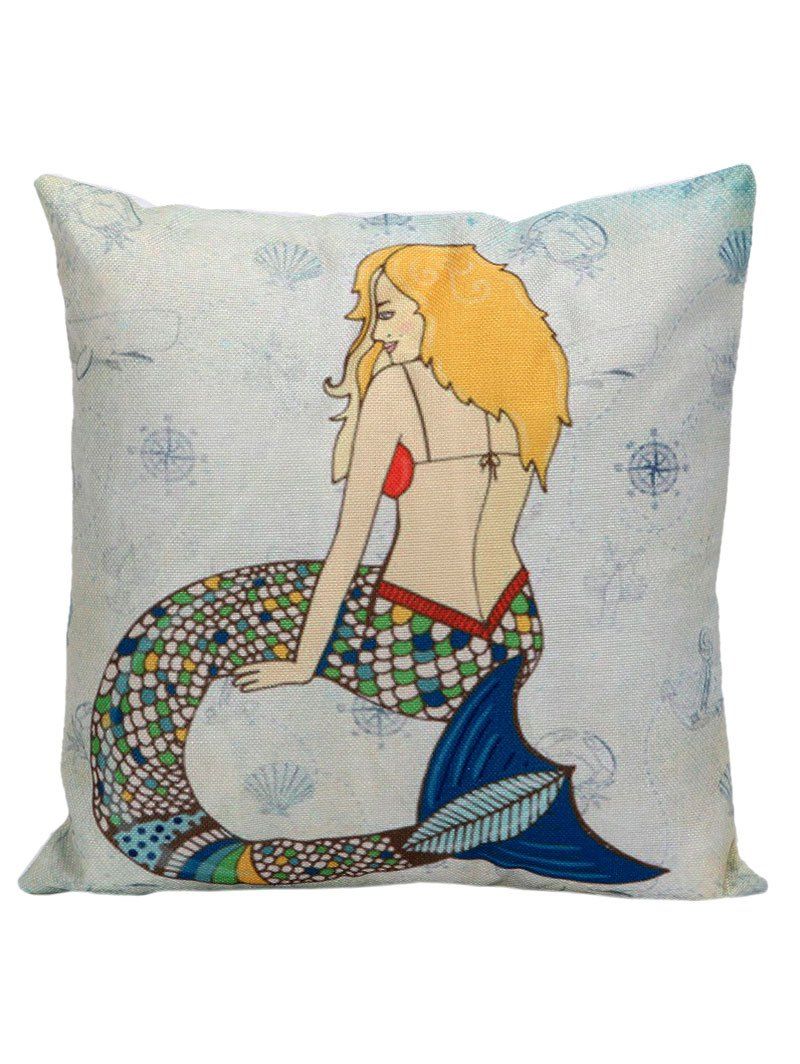 

Cartoon Mermaid Square Pillow Case Cover, Blue gray