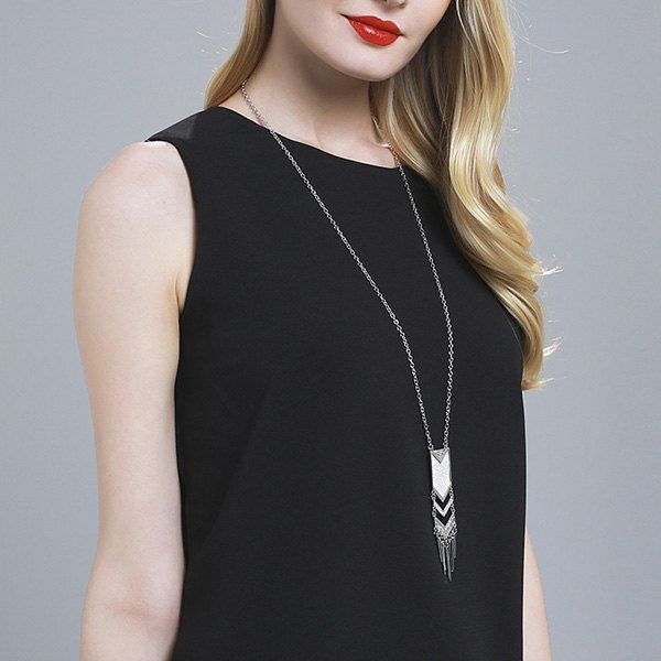 

Geometric Fringed Alloy Sweater Chain, Silver