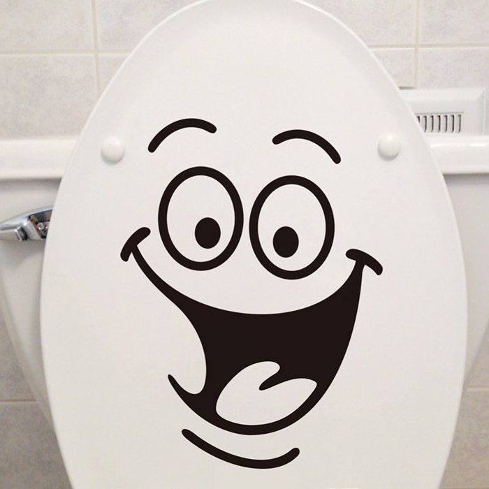 

Smile Face Pattern Toilet Wall Art Sticker Custom, Black