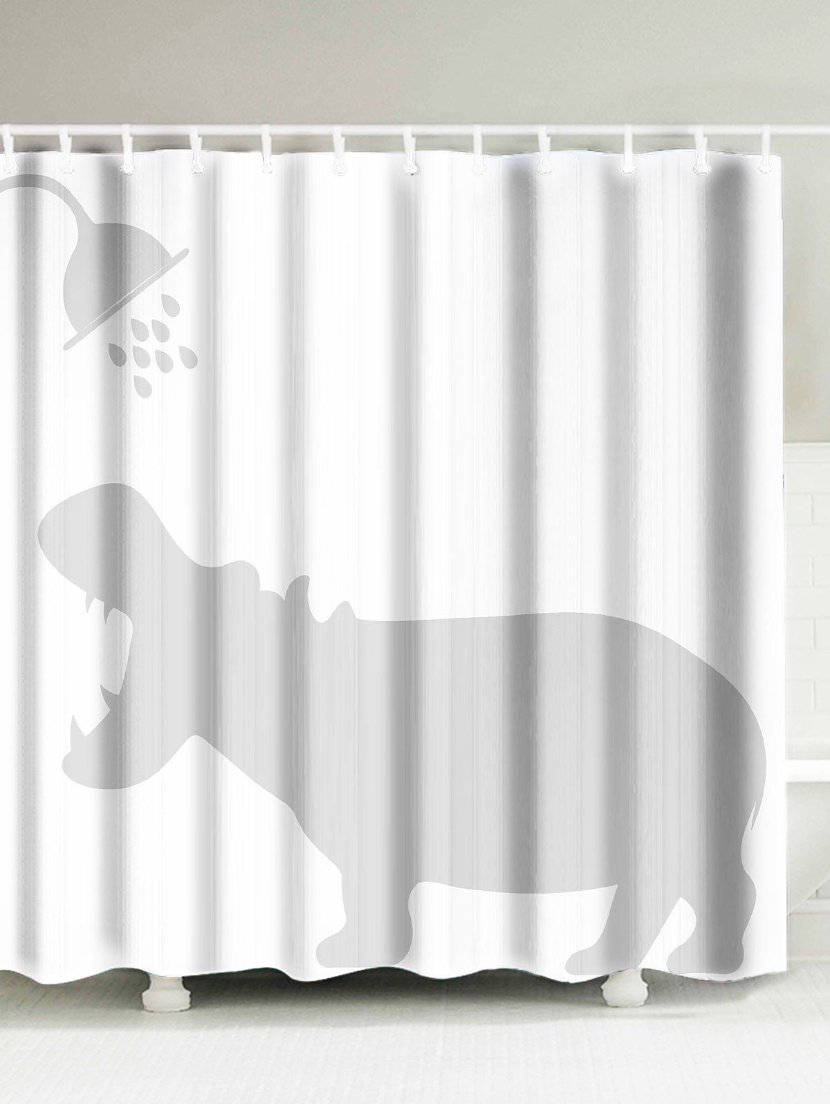 42 Off Hippo Shadow Anti Bacteria Fabric Shower Curtain Rosegal