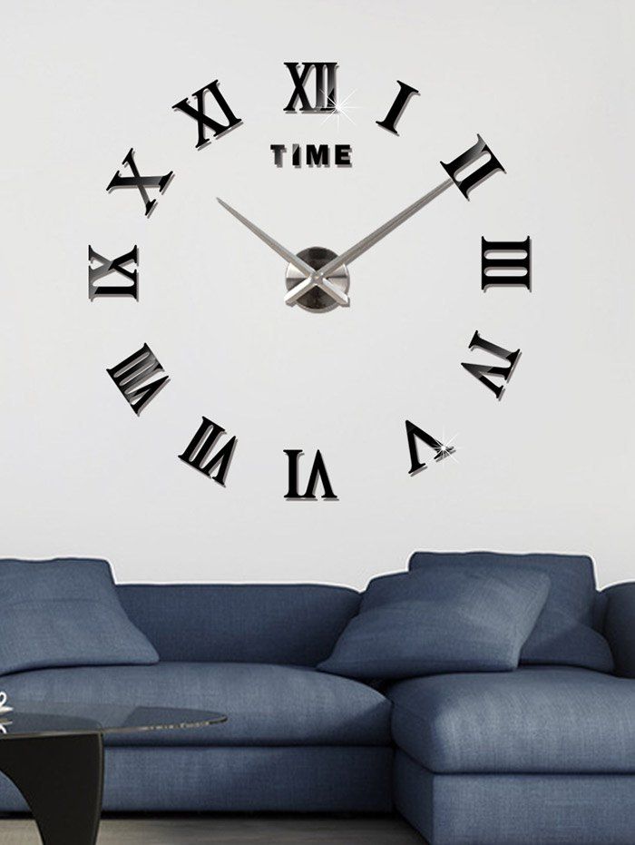 Black 3d Roman Numerals Diy Acrylic Mirror Clock Wall Sticker Outfit 3d Roman Numerals Diy Acrylic Mirror Clock Wall Sticker
