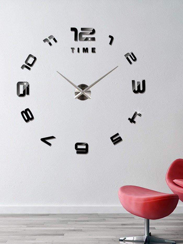 2018 3d large diy acrylic mirror wall sticker clock in black