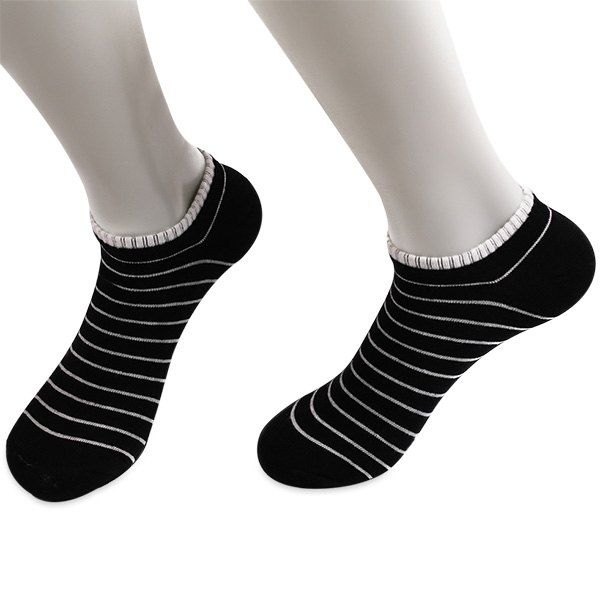 

Pinstripe Patterned Elastic Knitting Ankle Socks, Black