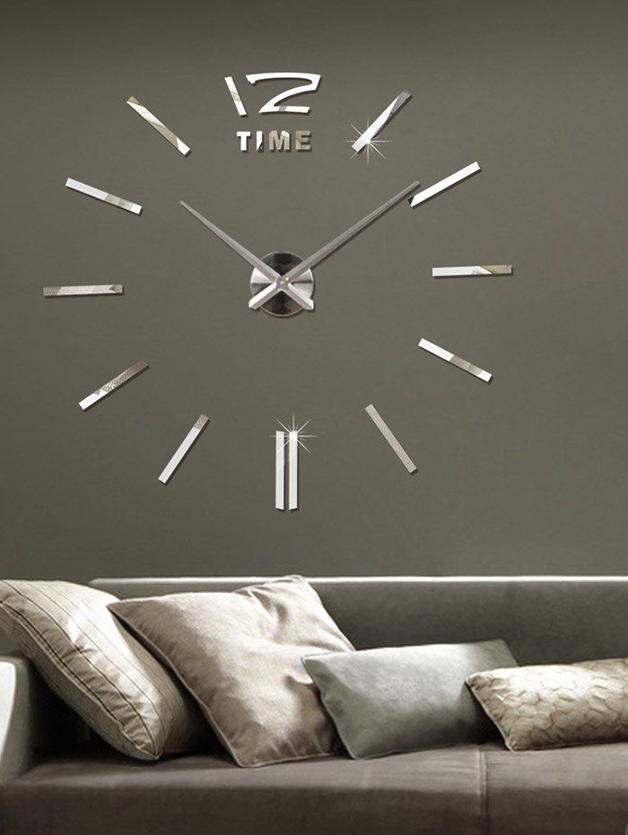 Silver 3d Adjule Size Diy Acrylic Mirror Clock Wall Sticker Unique 3d Adjule Size Diy Acrylic Mirror Clock Wall Sticker