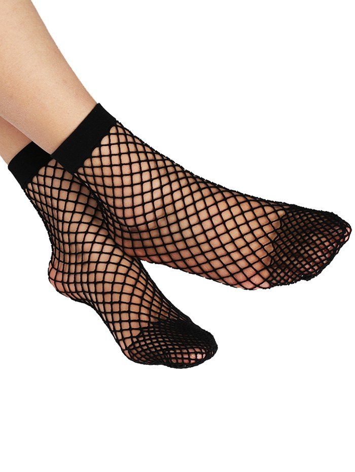 Affordable Fish Net Plain Ankle Socks  