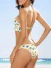Halter Pineapple Ruffles Bikini -  