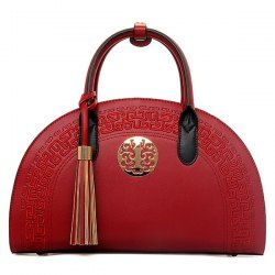 Semicircle Embroidered Tassel Handbag