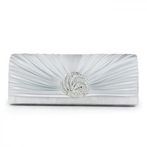 Pleated Rhinestone Satin Evening Bag