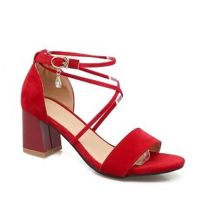 Rhinestone Block Heel Sandals