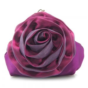 Satin Flower Metal Ring Evening Bag