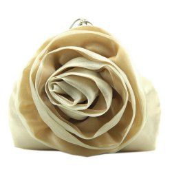 Satin Flower Metal Ring Evening Bag