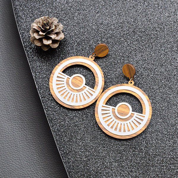 [43% OFF] Tyre Hollow Out Wooden Drop Earrings | Rosegal