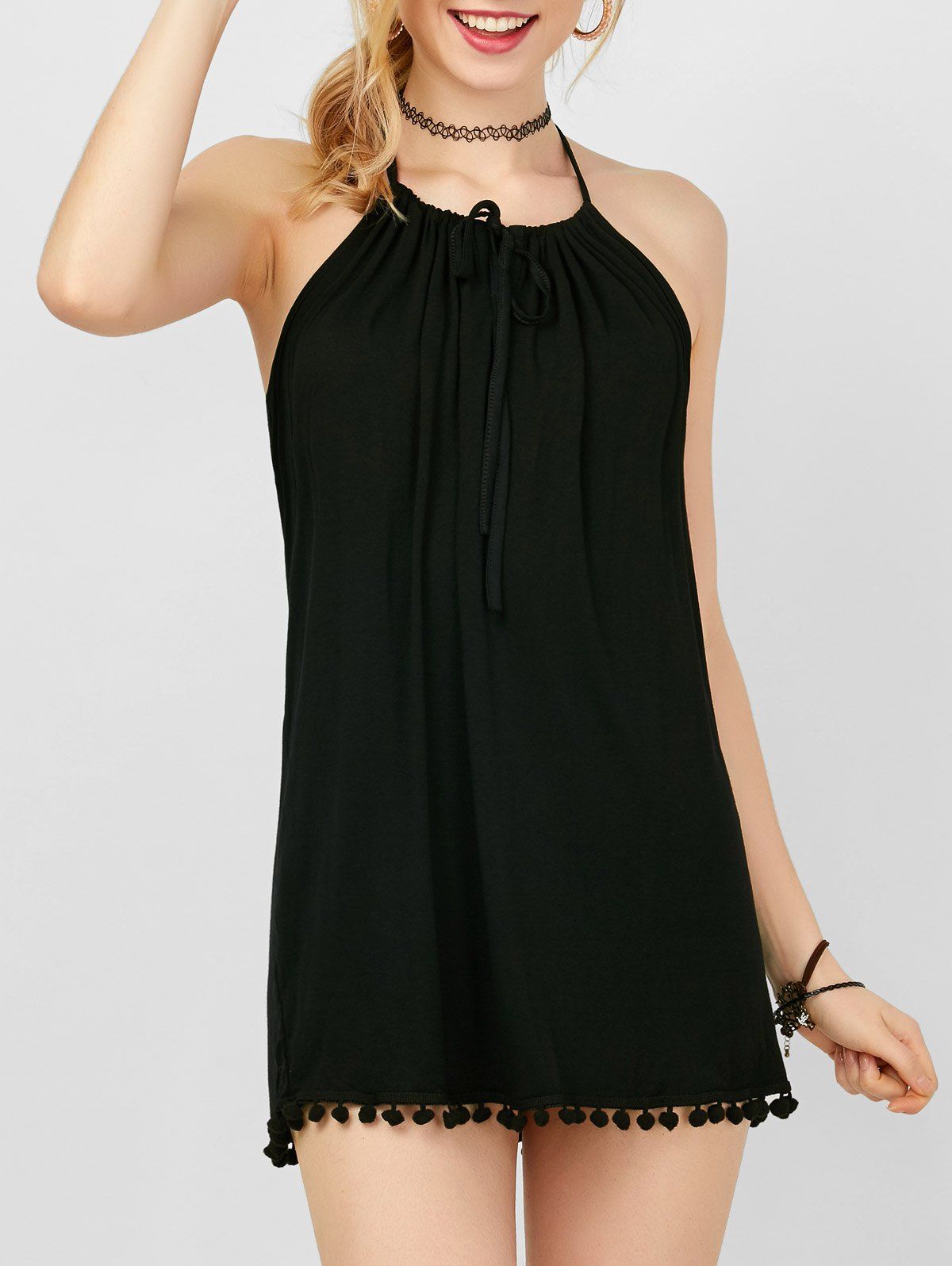 65 Off Spaghetti Strap Fringed Mini Casual Cute Dress Rosegal