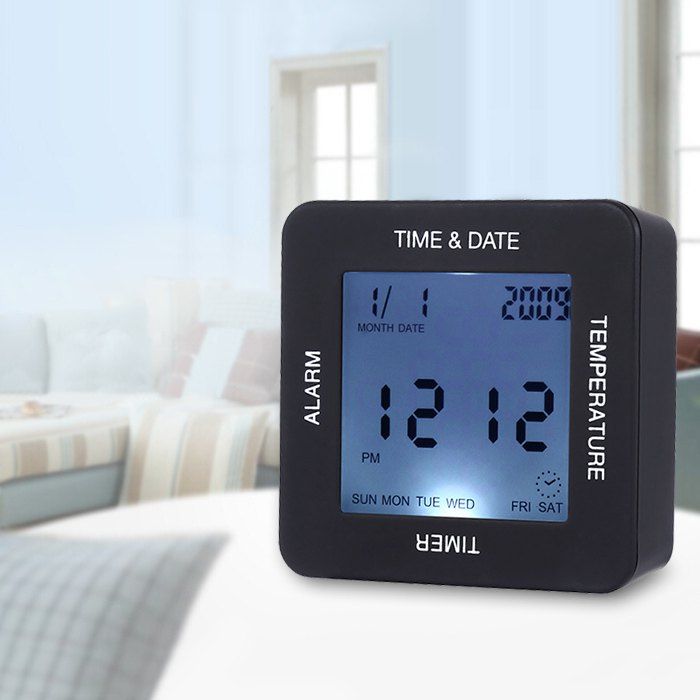 

Multifunctional Four Direction Digital Alarm Clock, Black