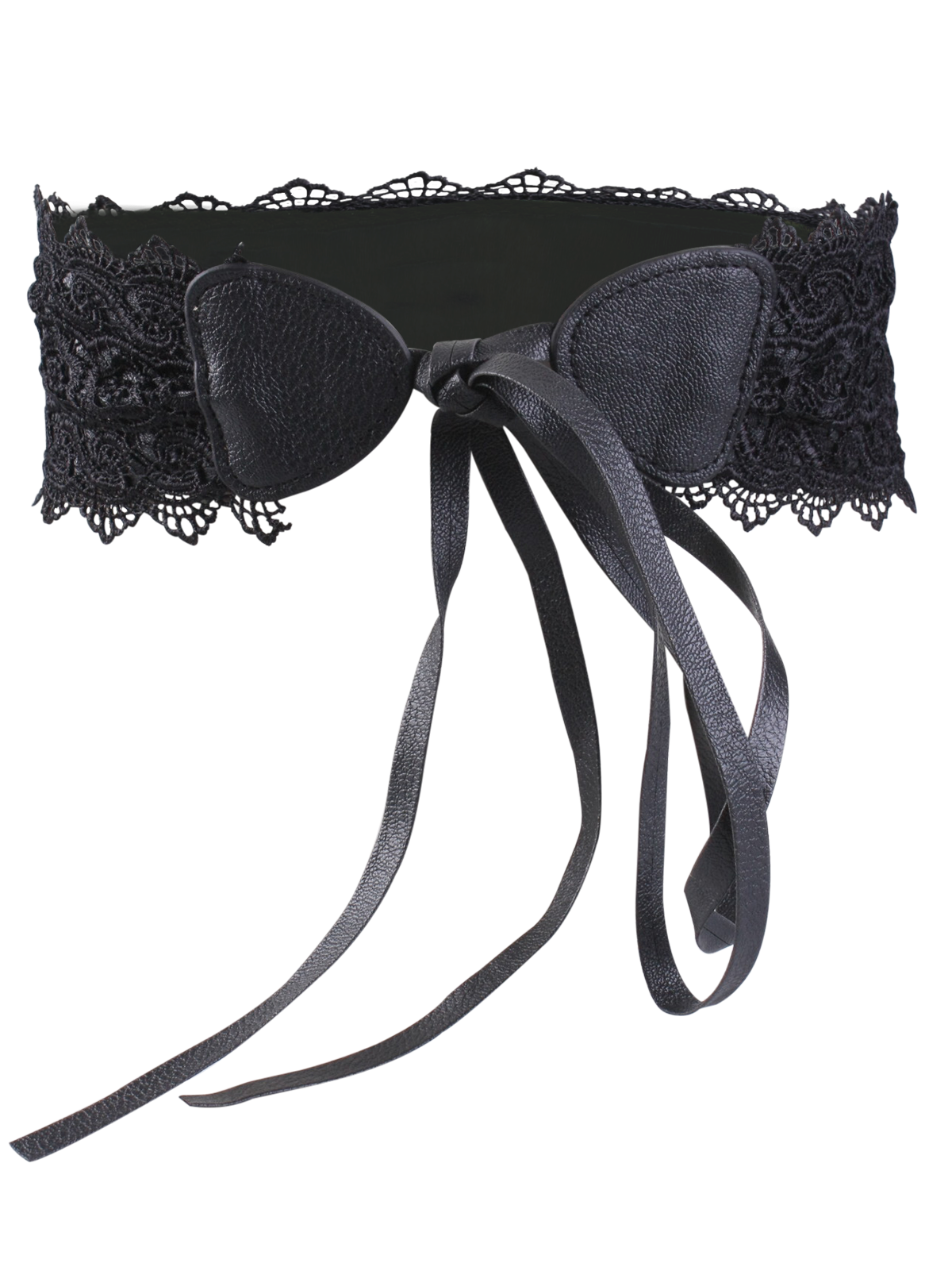 

Knotted Elastic Lace High Waist Belt, Black