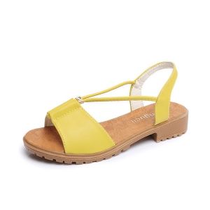 Faux Leather Flat Heel Sandals