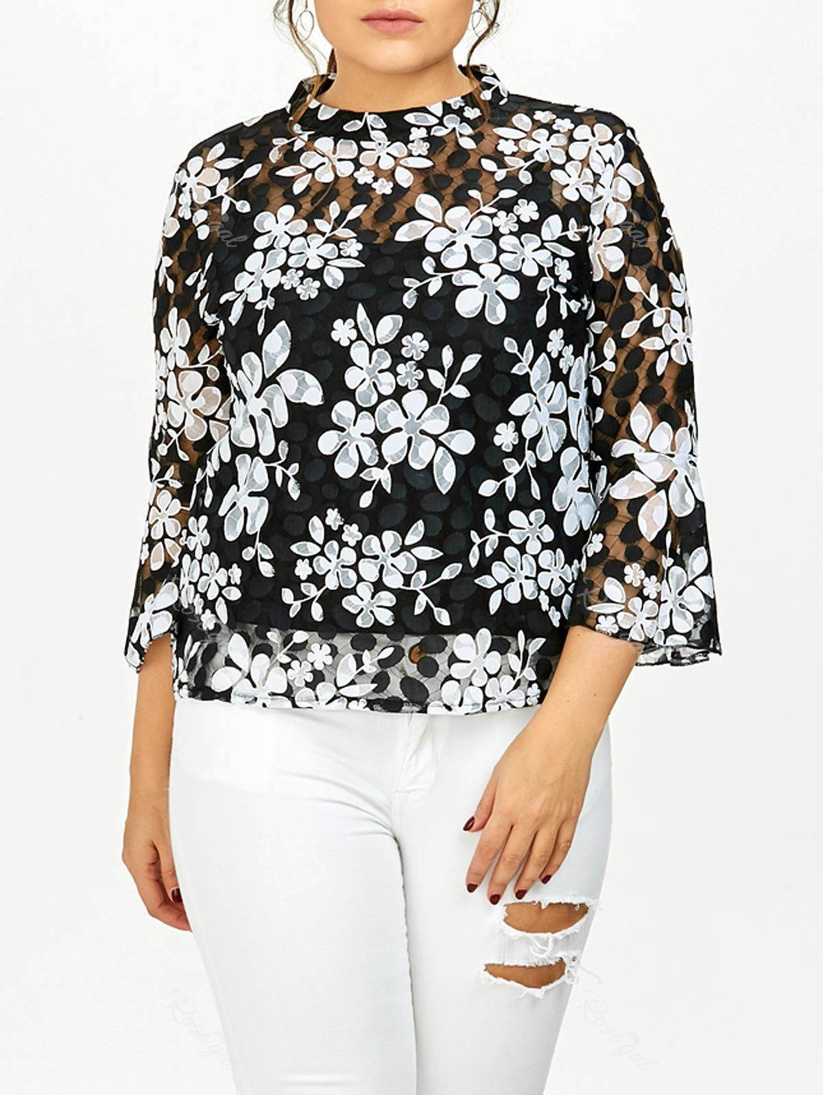 Sheer blouse plus size