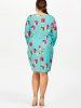 Plus Size Rose Floral Dress With Pockets -  