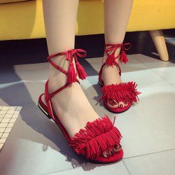 Fringe Flat Heel Sandals