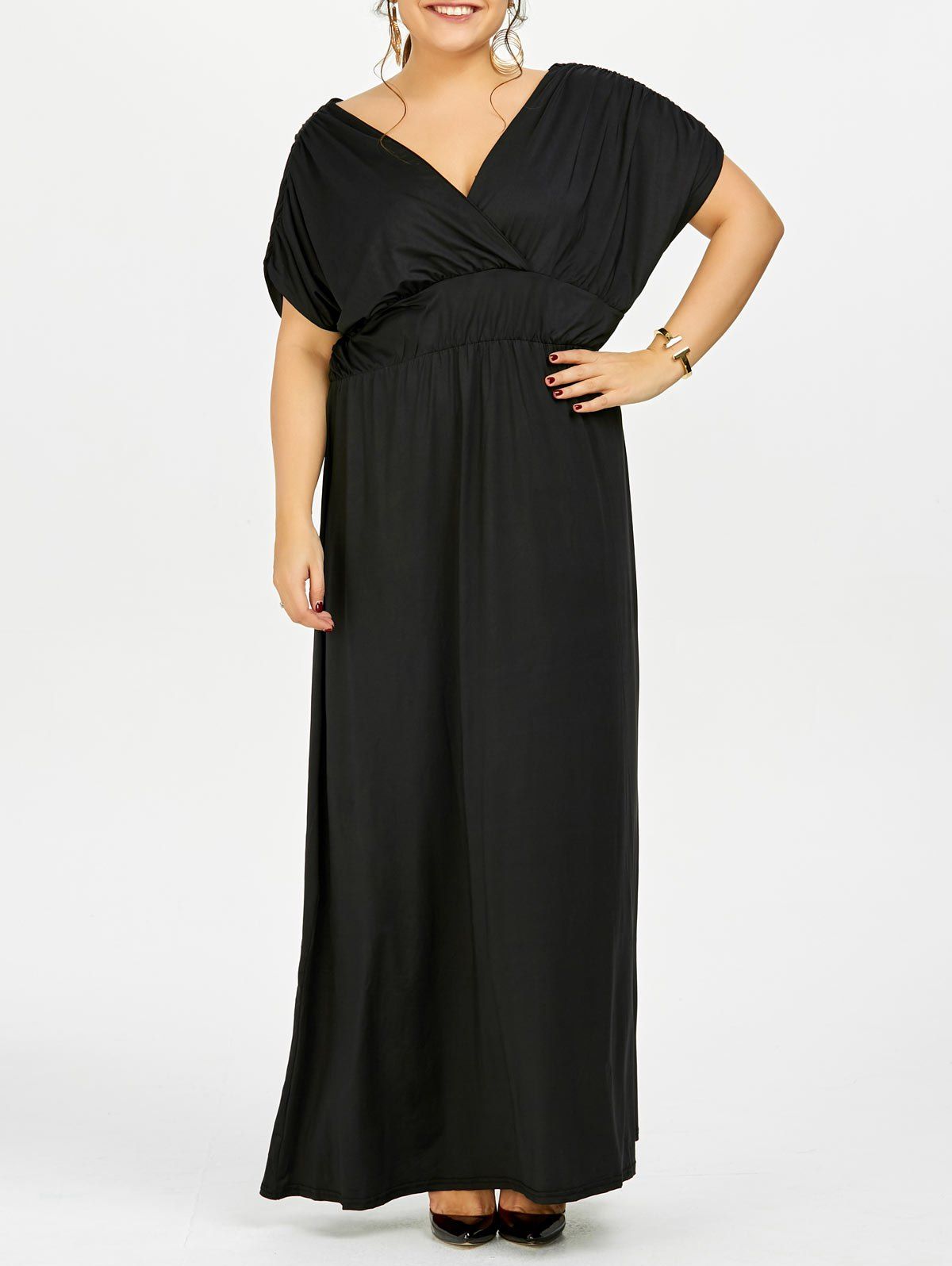 Robe De Soirée Formelle à Taille Empire Grande Taille En BLACK